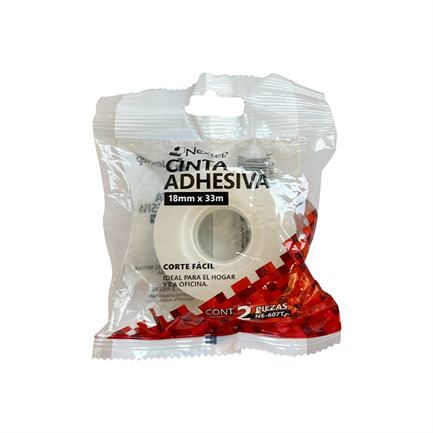 Cinta adhesiva nextep corte facil 18mm x 33mts bolsa c/2 piezas