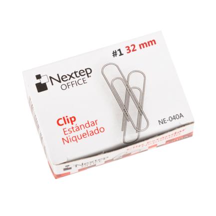 Clip nextep est&aacute;ndar niquelado #1 32mm c/10 100 clips c/u