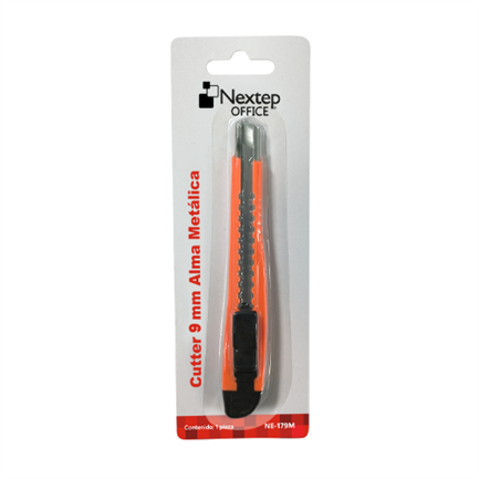 Cutter pl&aacute;stico nextep chico navaja 9mm alma de metal