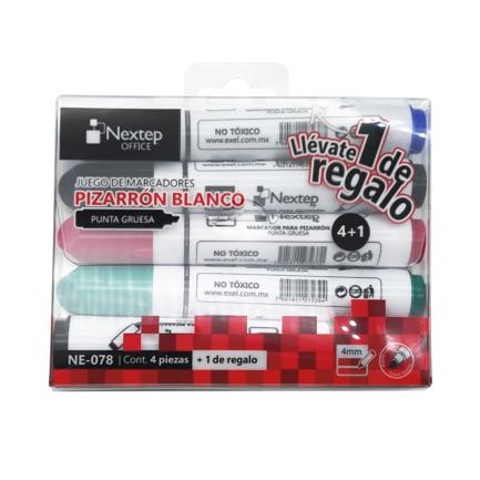 Marcadores Nextep para Pizarrón Blanco Juego 4 Colores Punta Gruesa Cincel 4mm
