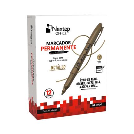 Marcador nextep permanente punta fina 2mm oro c/12