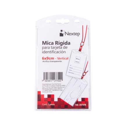 Mica rigida porta gafete vertical nextep 6x9cm para tarjeta de identificacion c/5