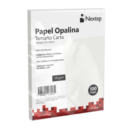Papel opalina nextep blanca c/100 125 gr