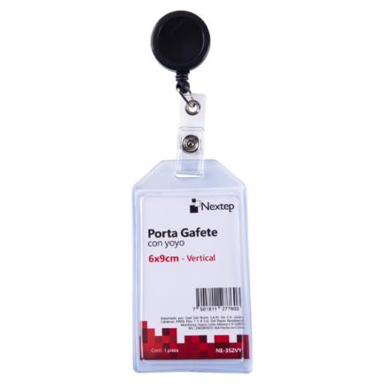 Porta gafete plastico flexible vertical nextep 6x9cm con yoyo c/12