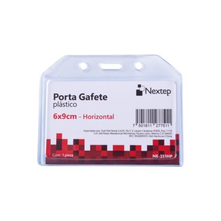 Porta gafete plastico flexible horizontal nextep 6x9cm c/10