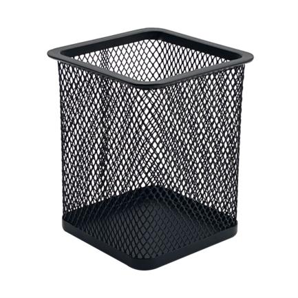 Porta lapices nextep cuadrado mediano malla metalica 8x8x9.7cms