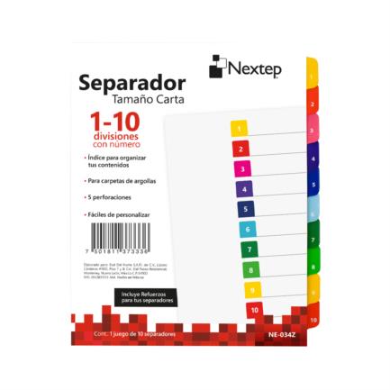 Separador nextep economico 10 divisiones con numero