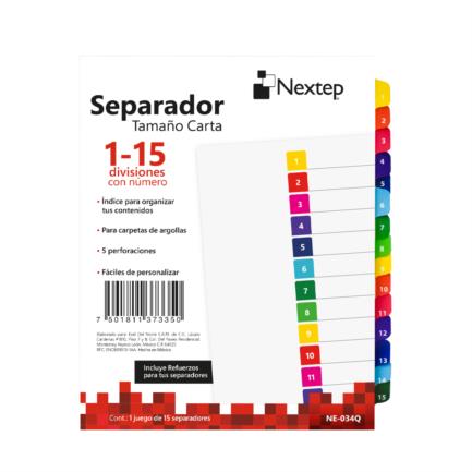 Separador nextep economico 15 divisiones con numero