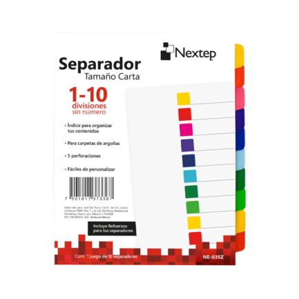 Separador nextep economico 10 divisiones sin numero