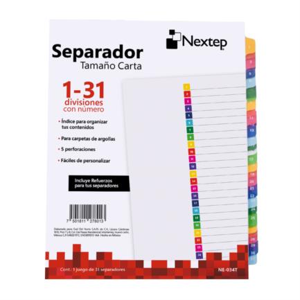 Separador Economico Nextep 31 Divisiones Con Numero