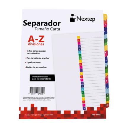 Separador Economico Nextep Abecedario Impreso A-Z