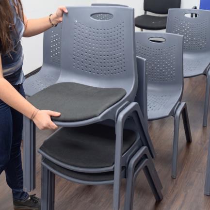Silla de Visitas/Comedor Nextep Fibra Alta Resistencia Acojinada Apilable Gris Obscuro - Vista 8