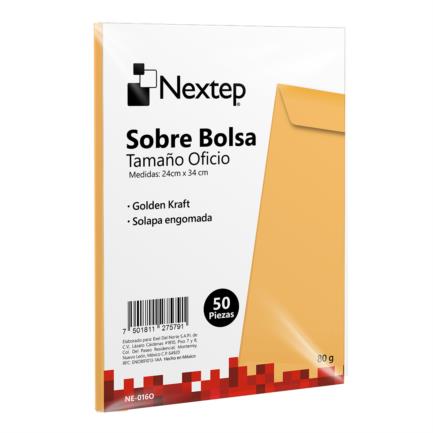 Sobre bolsa nextep econ&oacute;mico tama&ntilde;o oficio solapa engomada paquete c/50