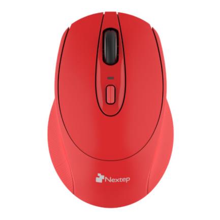 Mouse nextep inalámbrico ergónomico usb 1600 dpi batería incluida color rojo