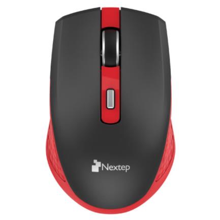 Mouse nextep inalámbrico recargable switch encendido 1600 dpi color negro-rojo