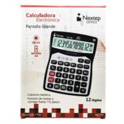 Calculadora Nextep 12 Dígitos Pantalla Grande Escritorio Cubierta Metálica Batería/Solar - Vista 5