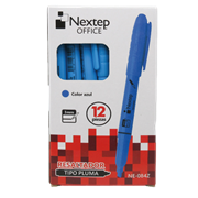 Marcador Nextep Resaltador Tipo Pluma Punta Cincel Color Azul C/12 Pzas - Vista 5