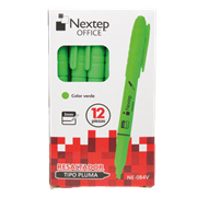 Marcador Nextep Resaltador Tipo Pluma Punta Cincel Color Verde C/12 Pzas - Vista 5