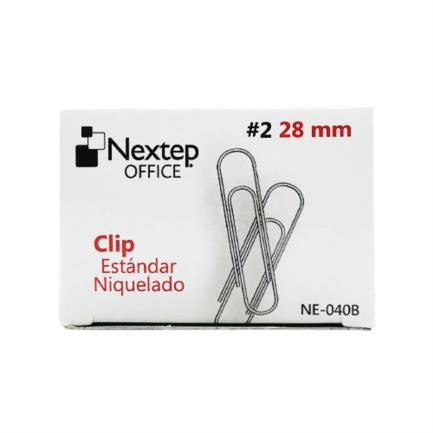 Clip est&aacute;ndar nextep niquelado #2 28mm c/10 100 clips c/u
