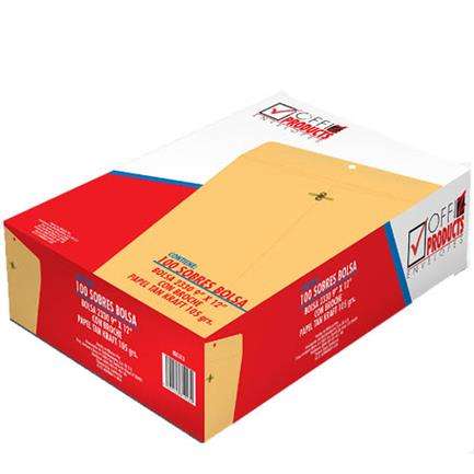 Sobre bolsa manila offiz carta c/broche 9"x12" pq100