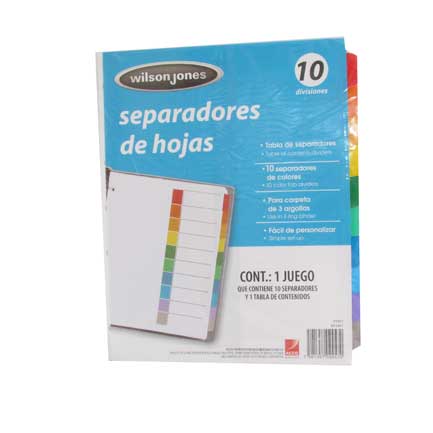 ACPSEPAB017 - SEPARADOR ACCO TAB 10 DIV CEJA COLOR SIN NUMERACION