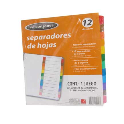 ACPSEPAB018 - SEPARADOR ACCO TAB 12 DIV CEJA COLOR SIN NUMERACION