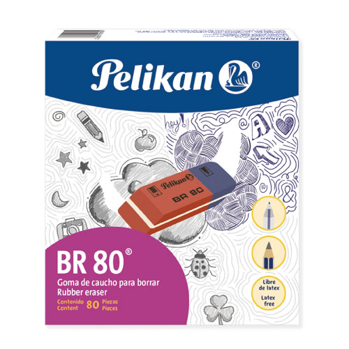 Borrador pelikan br-80 l&aacute;piz y tinta c/80 pzas