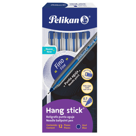 Boligrafo pelikan hang stick punto fino 0.7mm color azul c/12