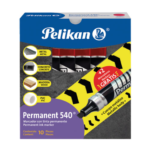 Marcador Pelikan Permanente 540 Color Rojo C/10 Pzas - Vista 2