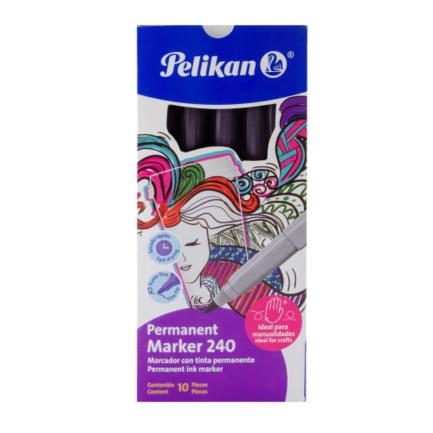 Marcador permanente pelikan 240 color negro c/10 pzas