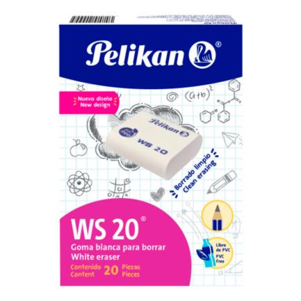 Borrador pelikan ws-20 lápiz blanco c/20 pzas