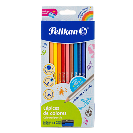 Colores pelikan largos redondos 4mm c/12 pzas