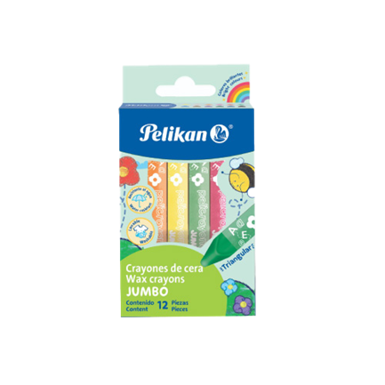 Crayones pelikan jumbo triangular c/12 pzas