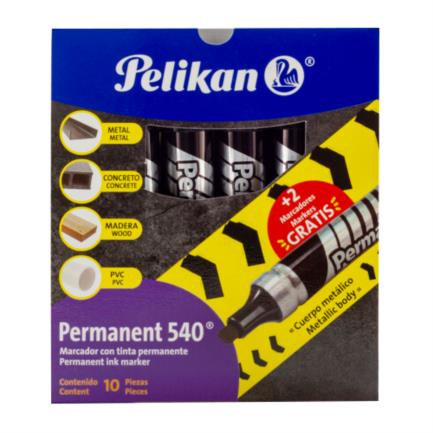 PEPMACAB007 - Marcador Pelikan Permanente 540 Color Negro C/10 Pzas