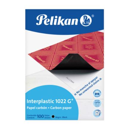Papel carb&oacute;n pelikan interplastic 1022 g negro carta c/100 hojas