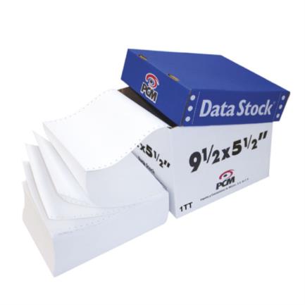 Papel pcm data stock blanco 9.5" x 5.5" 1tanto c/6000