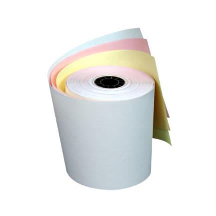 Papel pcm autocopia rollo 76x70 centro cart&oacute;n blanco-rosa-amarillo