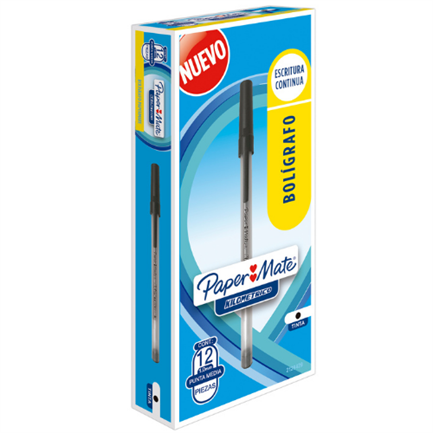 Bol&iacute;grafo papermate kilometrico econ&oacute;mico color negro c/12 pzas