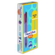 Bolígrafo papermate kilométrico retráctil punto fino 0.7mm color rojo caja c/12 pzas