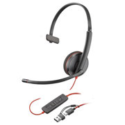 Audífonos poly micrófono blackwire 3210 monaural usb-a alámbrico negro