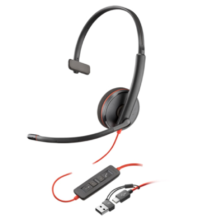 Auriculares poly blackwire 3210 usb-c hs + usb-c/a