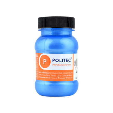 Pintura acrilica politec azul metalico 100 ml no 513  caja c/6 piezas