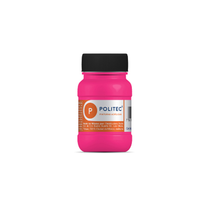 Pintura acrilica politec magenta fluorescente 100ml. no 807 caja c/6 piezas