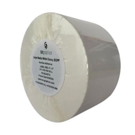 Papel six graphics bopp blanco brillante adhesivo acrilico respaldo 4 x 2" core 3 2870 etiquetas por rollo