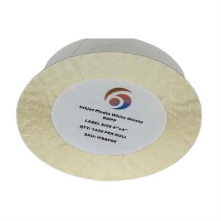 Papel six graphics bopp blanco brillante adhesivo acrilico respaldo 4 x 4" core 3 1420 etiquetas