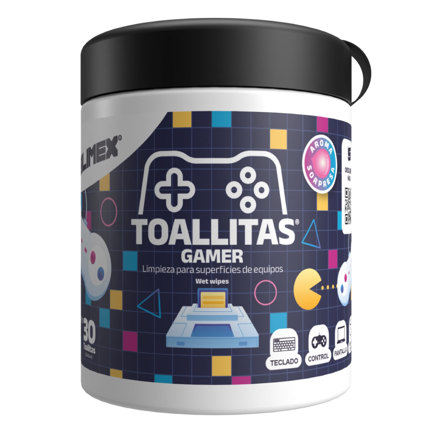 Toallas humedas con aroma a chicle para equipos gamer silimex c/30 pzas