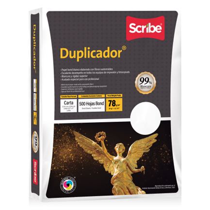 Papel cortado scribe duplicador tamaño carta 99% de blancura 78gr caja c/5000 hojas