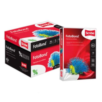 Papel cortado scribe fotobond doble carta 95% de blancura 75gr caja c/2500 hojas