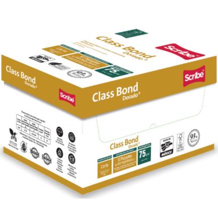 Papel cortado scribe class bond dorado carta 93% de blancura 75gr caja c/5000 hojas