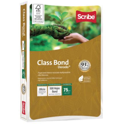 Papel cortado scribe class bond dorado oficio 93% de blancura 75gr caja c/5000 hojas
